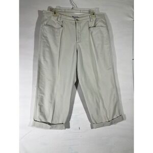 Columbia Cotton Canvas Flamingo Crop Pants Women 14 Stone Beige Causal Hiking